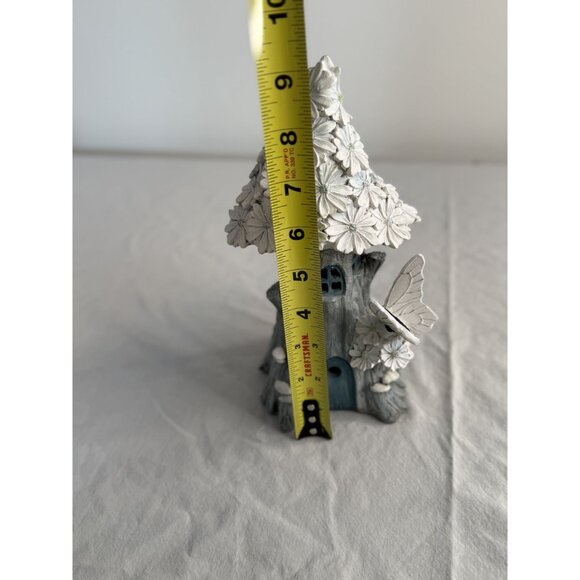 Whimsical Floral Fairy House Tree Figurine With Butterfly & Solar Panel For Gard - Picture 3 of 4